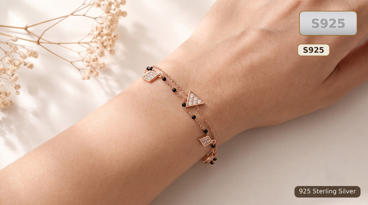 Rose Gold 925 Sterling Silver Charm Bracelet for Women