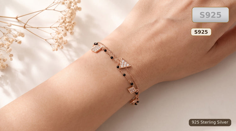 Rose Gold 925 Sterling Silver Charm Bracelet for Women