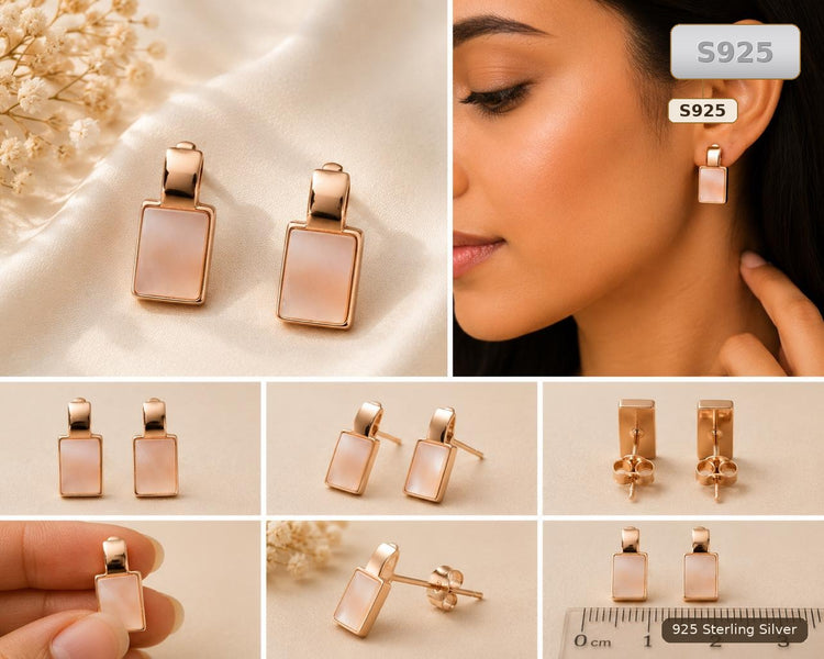 Rose Gold Sterling Silver Stud Earrings for Women