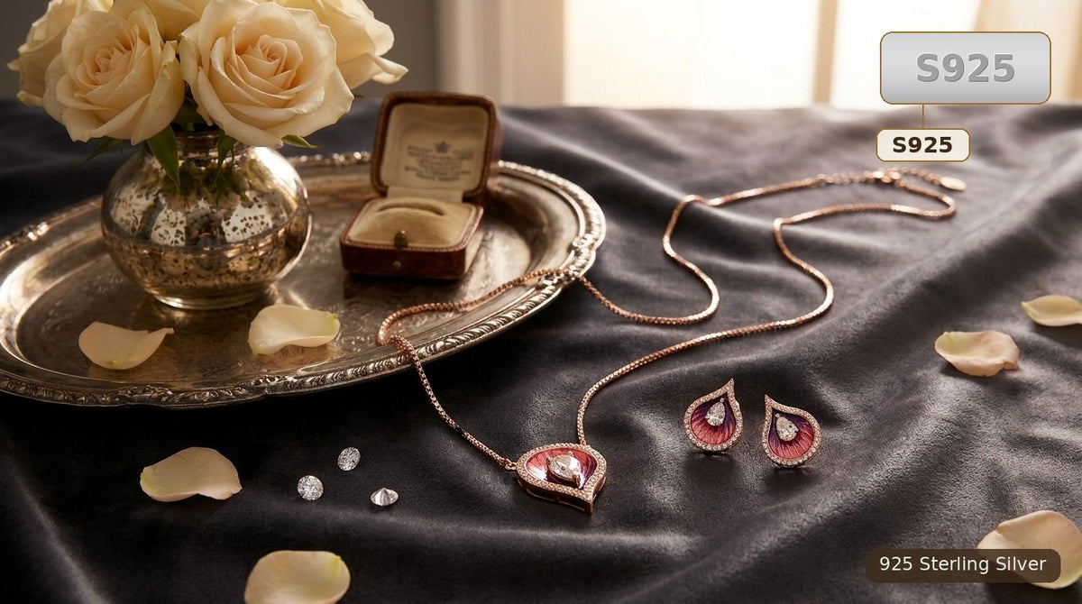 Silver 925 Sterling Silver Necklace And Earrings Set for Women
