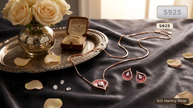 Silver 925 Sterling Silver Necklace And Earrings Set for Women