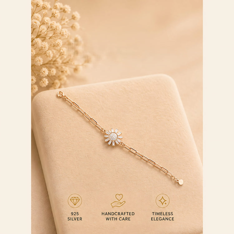 Sunflower cubic zirconia chain bracelet