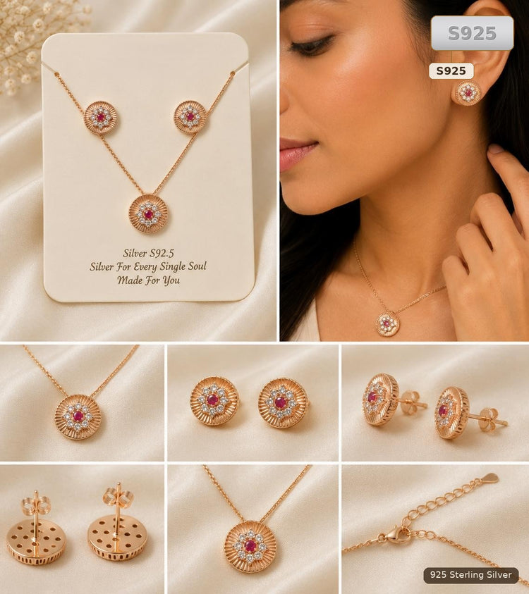 Rose Gold S925 Pendant Jewellery Set for Women