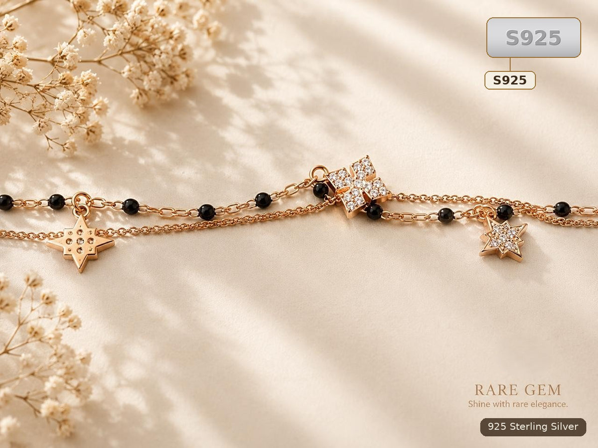 Rose Gold Sterling Silver Charm Bracelet for Women