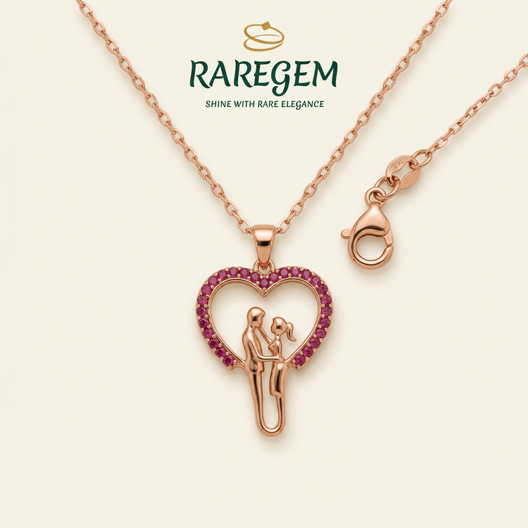 RG-030 Love Heart Pendant on warm ivory with RAREGEM logo