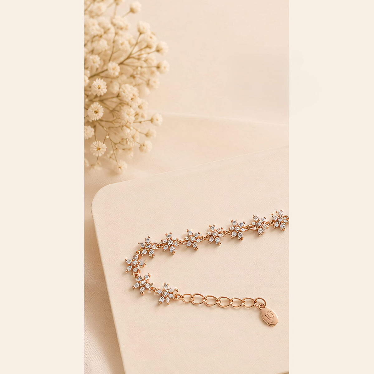 Swan CZ Flower Chain Bracelet