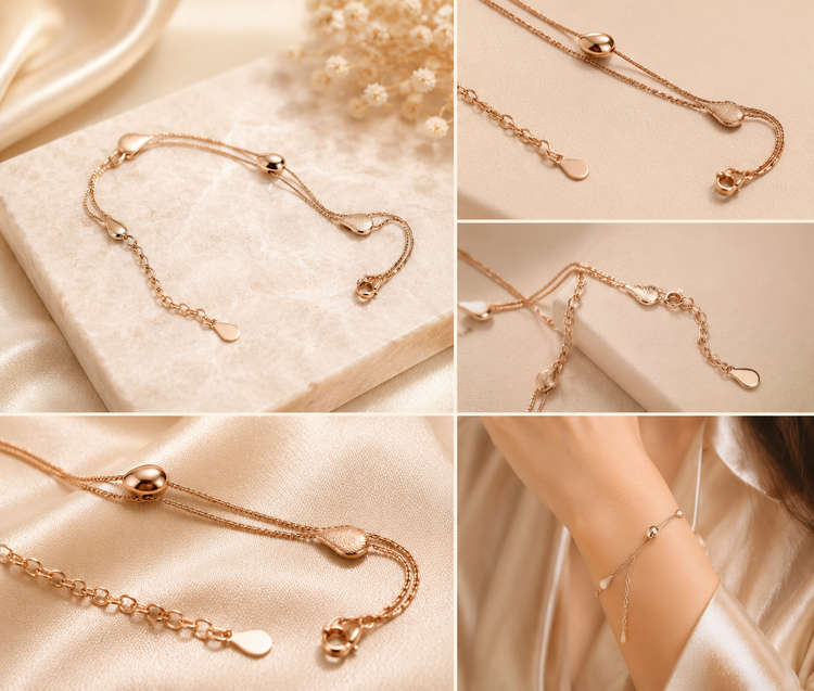 Teardrop Double Chain Bracelet