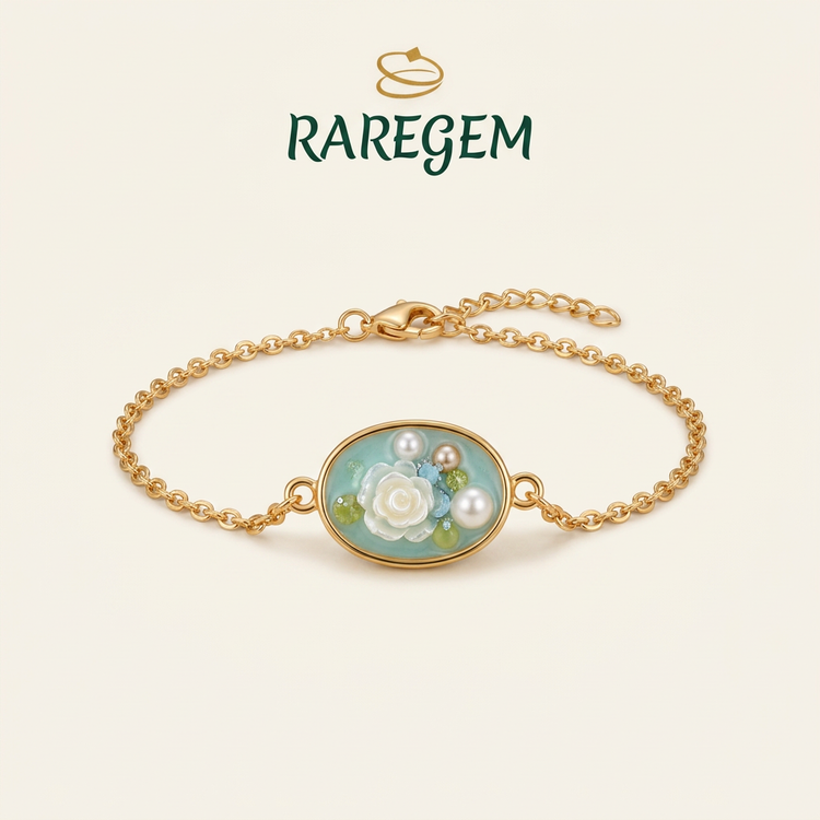 Aqua Floral Pearl Bracelet
