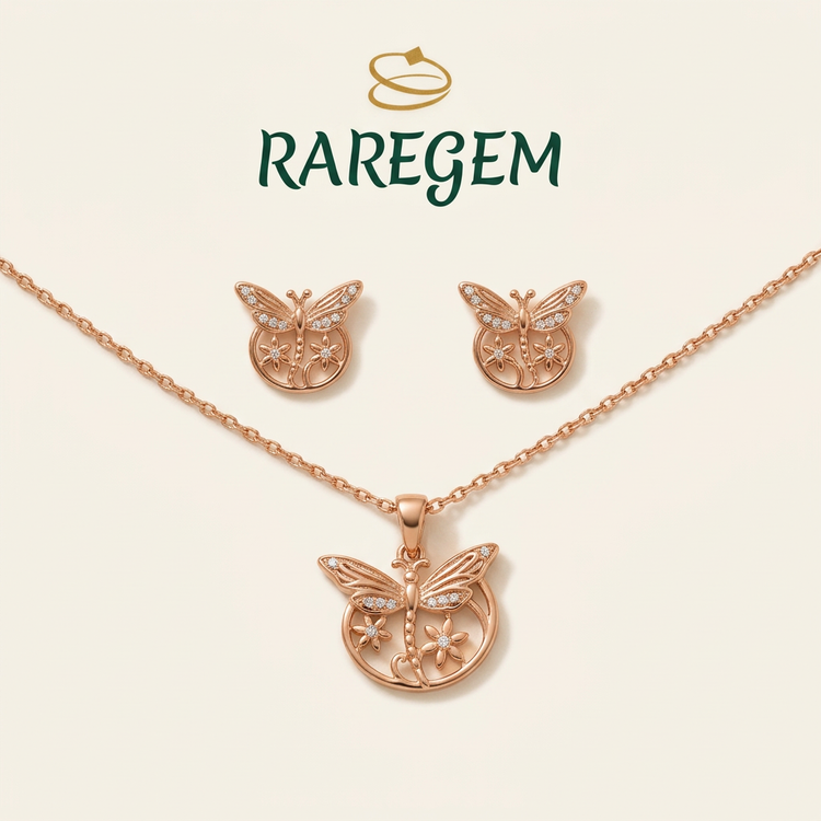 Butterfly Bloom Pendant & Earrings Set