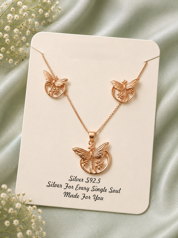 Butterfly Bloom Pendant & Earrings Set