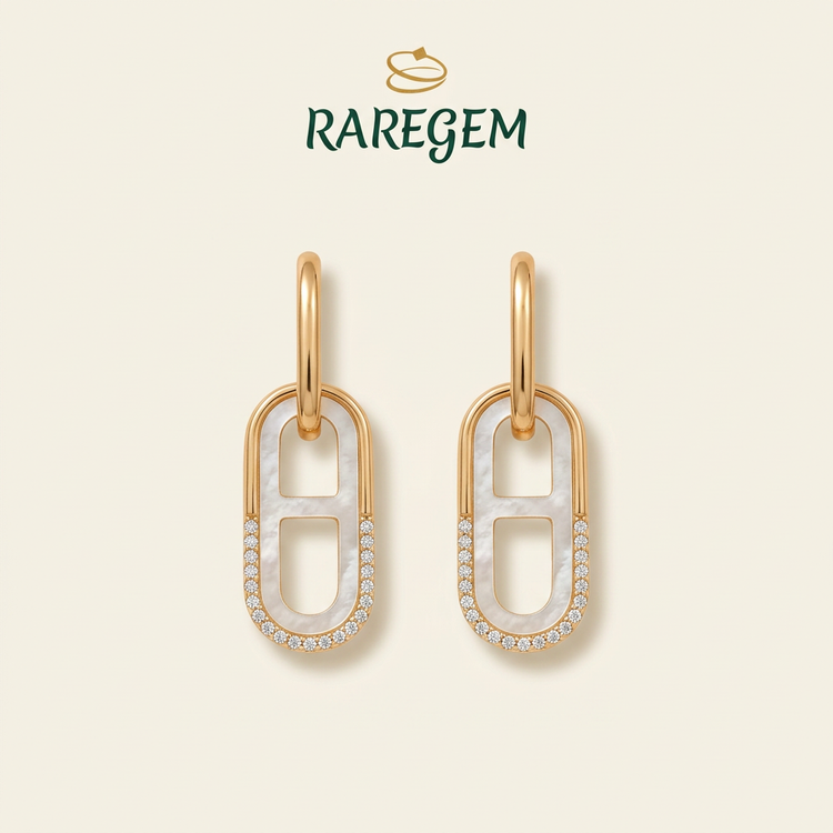 Geometric CZ Drop Earrings