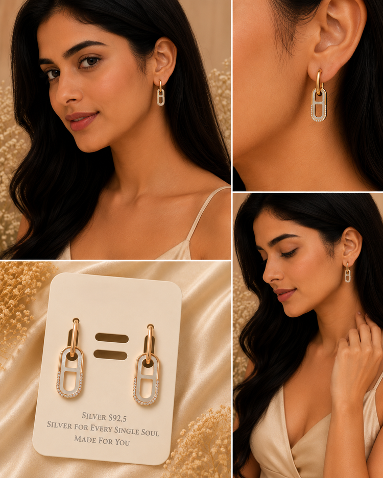 Geometric CZ Drop Earrings