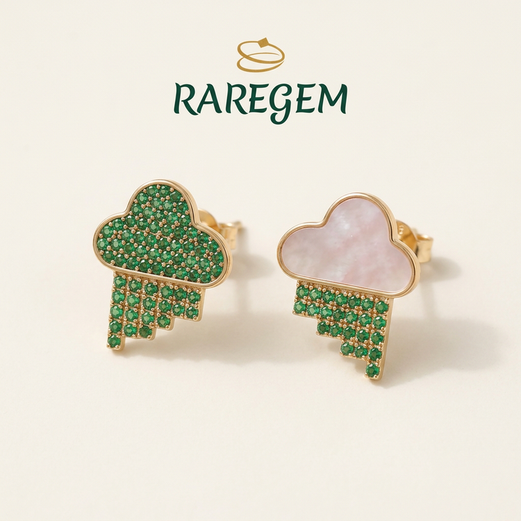 Cloud Rain Stud Earrings