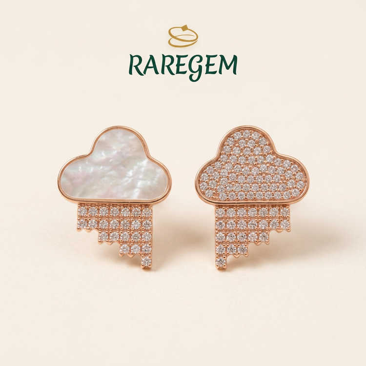 Mother of Pearl Cloud Stud Earrings