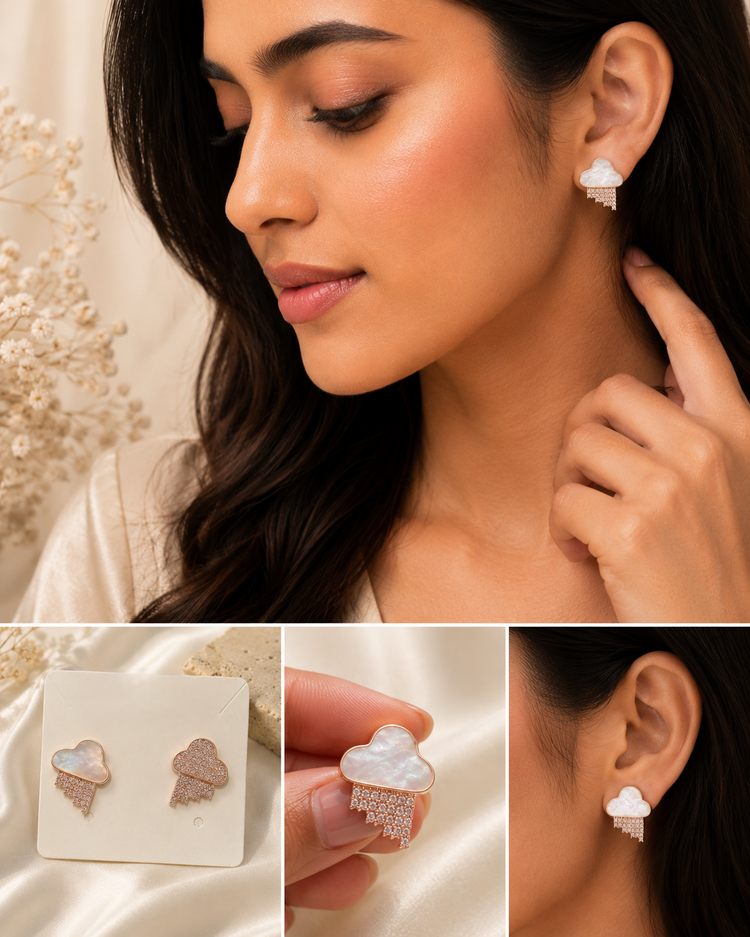 Mother of Pearl Cloud Stud Earrings