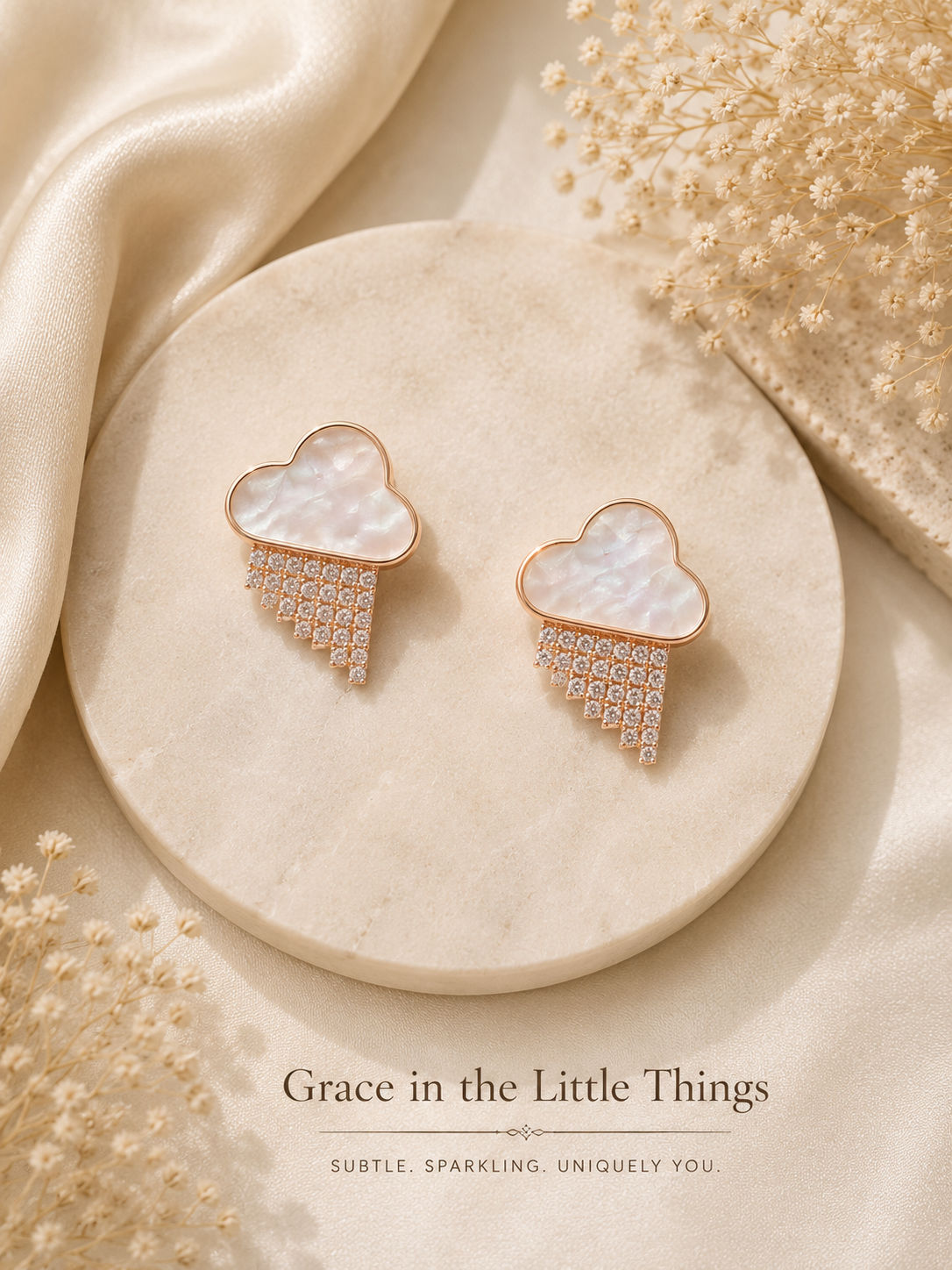 Mother of Pearl Cloud Stud Earrings