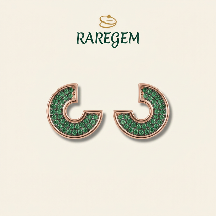 Green 925 Sterling Silver Swirl Stud Earrings for Women