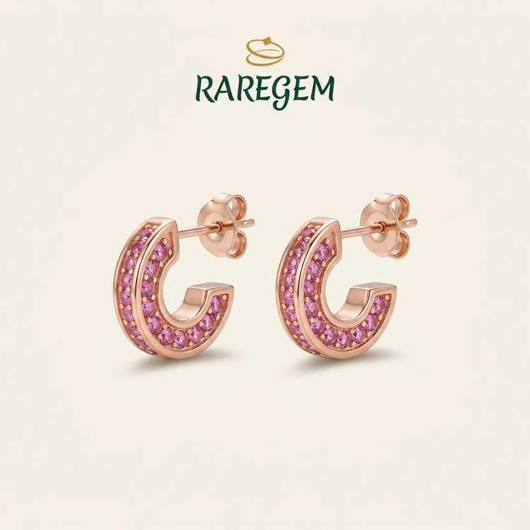 Rose Gold Sterling Silver Hoop Earrings for Women