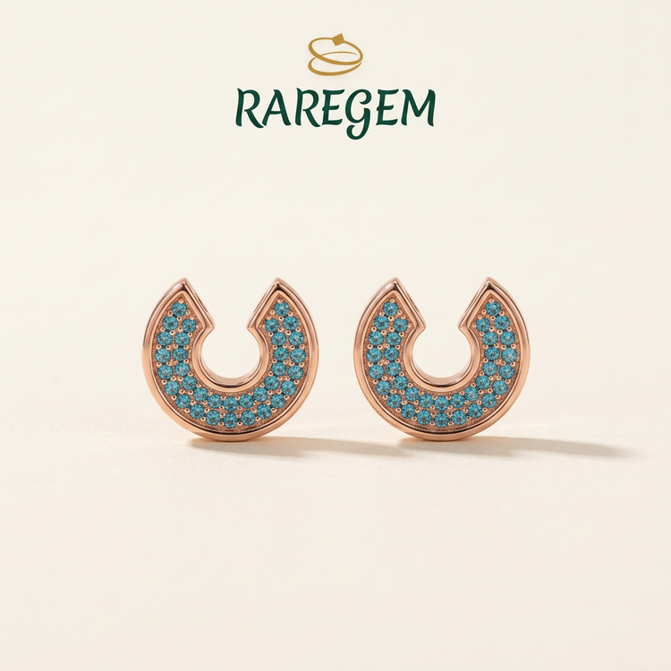 Blue Sterling Silver Crescent Earrings for Women