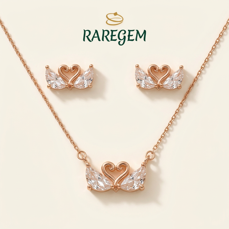 Rose Gold 925 Sterling Silver Wing Jewellery Set for Women