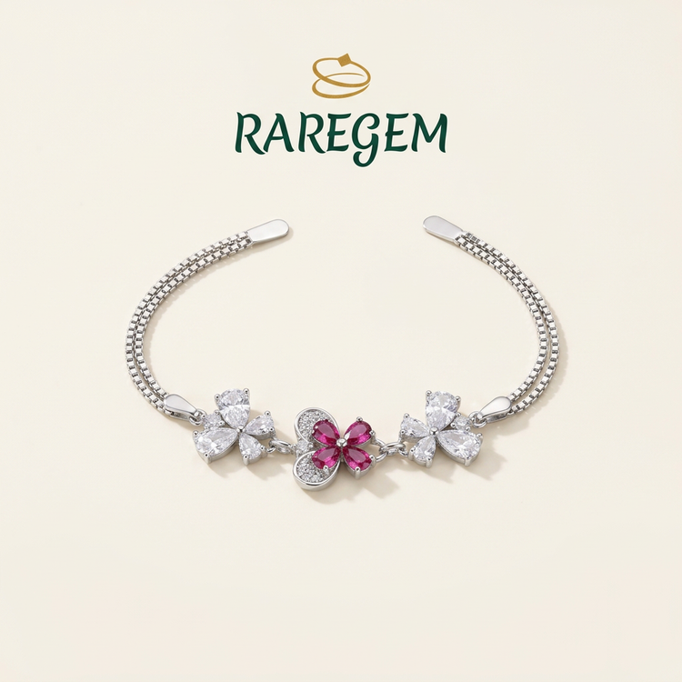 Silver Sterling Floral Bracelet for Women