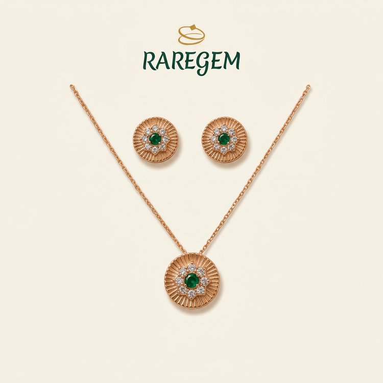 Gold Tone S925 Sterling Silver Necklace And Earrings Set