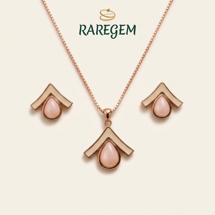 Rose Gold Sterling Silver Queen Conch Shell Pendant Necklace And Earrings Set for Women