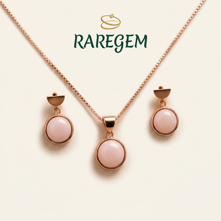Rose Gold Plated Sterling Silver Queen Conch Shell Necklace Set for Women