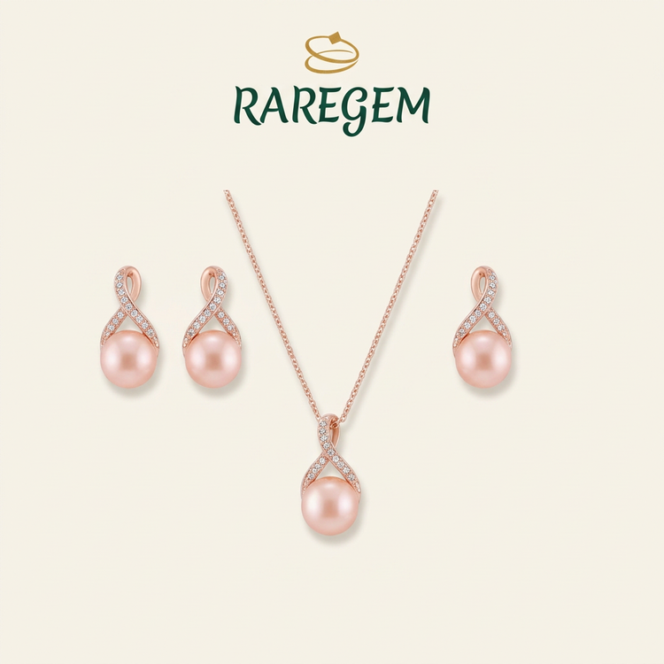 Pink 925 Sterling Silver Queen Conch Shell Necklace And Earrings Set for Women