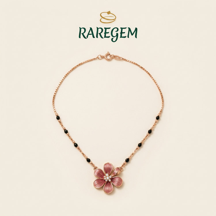 Rose Gold 925 Sterling Silver Floral Necklace Set for Women