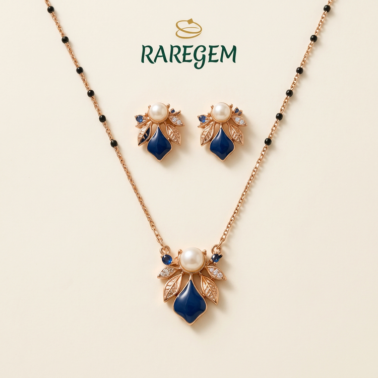 Blue 925 Sterling Silver Necklace Set for Women