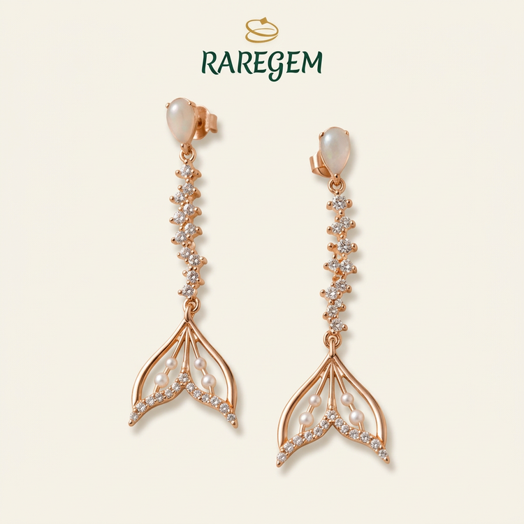 Rose Gold Sterling Silver Dangle Earrings for Women
