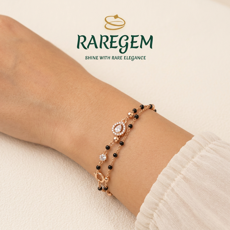 Rose Gold Plated Adjustable Bead Bracelet for Women