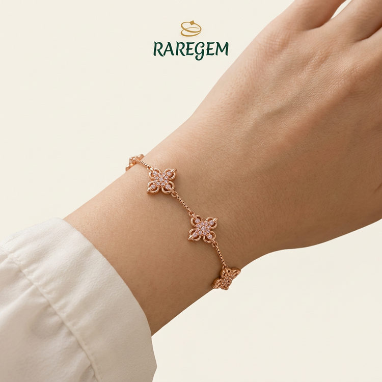 Rose Gold Plated Floral Bracelet for Women