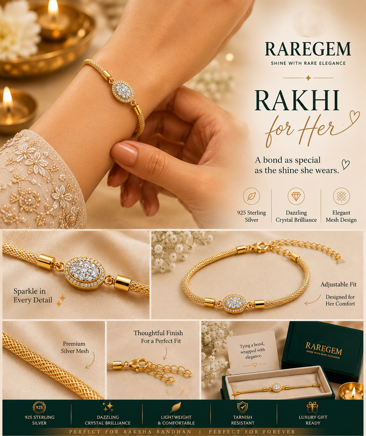 Radiant Halo Sterling Silver Rakhi Bracelet