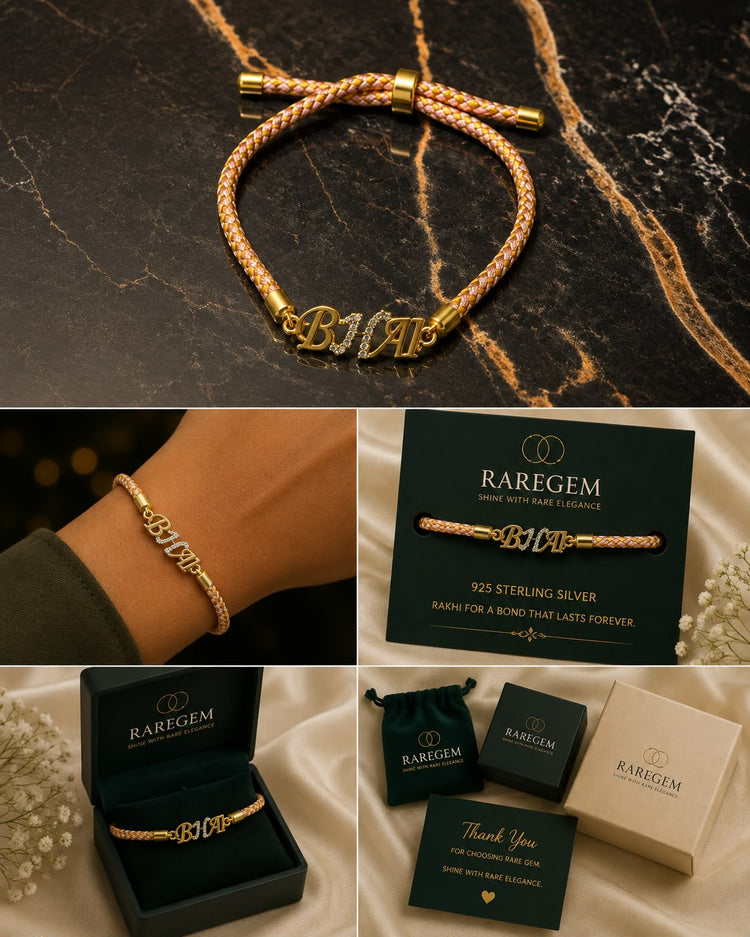 Blush Gold Braided Bhai Rakhi Bracelet