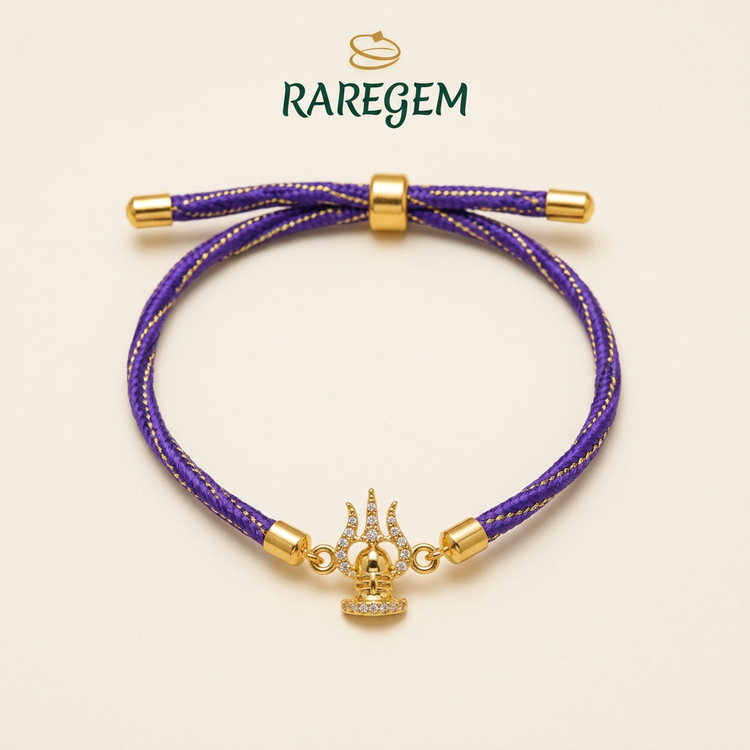 Violet Trishul-Damru Rakhi Bracelet
