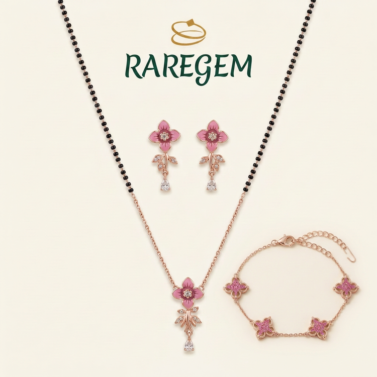 Pink Floral Gift Set | 925 Sterling Silver Combo
